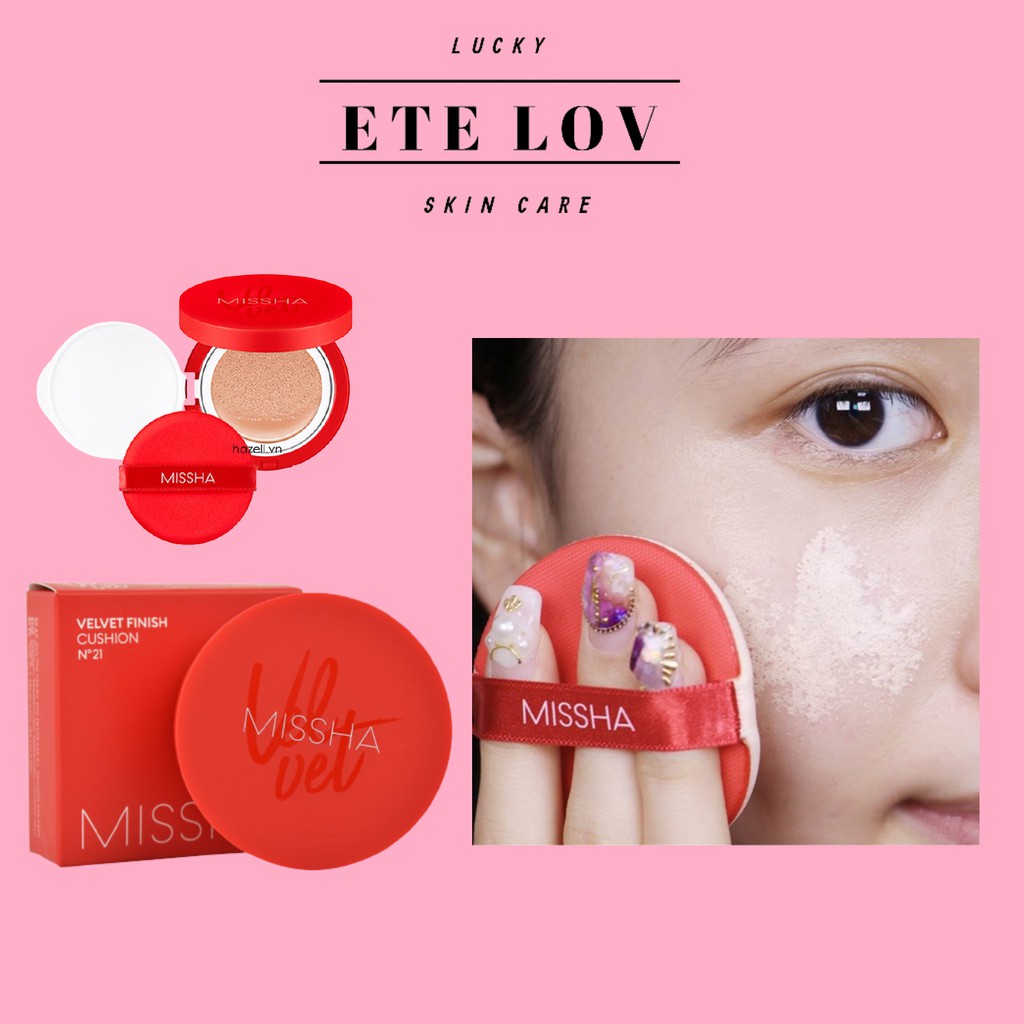 Phấn Nước Missha Velvet Finish Cushion (Vỏ đỏ), Phấn nước an toàn che mờ khuyết điểm - Libon.cosmetic