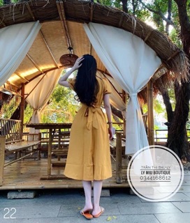 Đầm cổ u tay phồng
