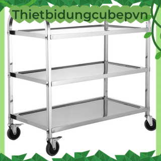 Xe đẩy thức ăn inox, xe đẩy inox 3 tầng cao cấp.