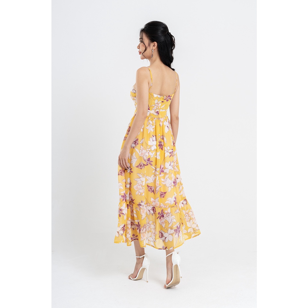 Đầm Maxi LAMER Xòe 2 Dây Nhún Gấu L63M22H042