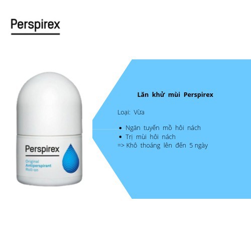 Lăn Khử Mùi Perspirex Loại Vừa #Original 20ml Antiperspirant Roll On