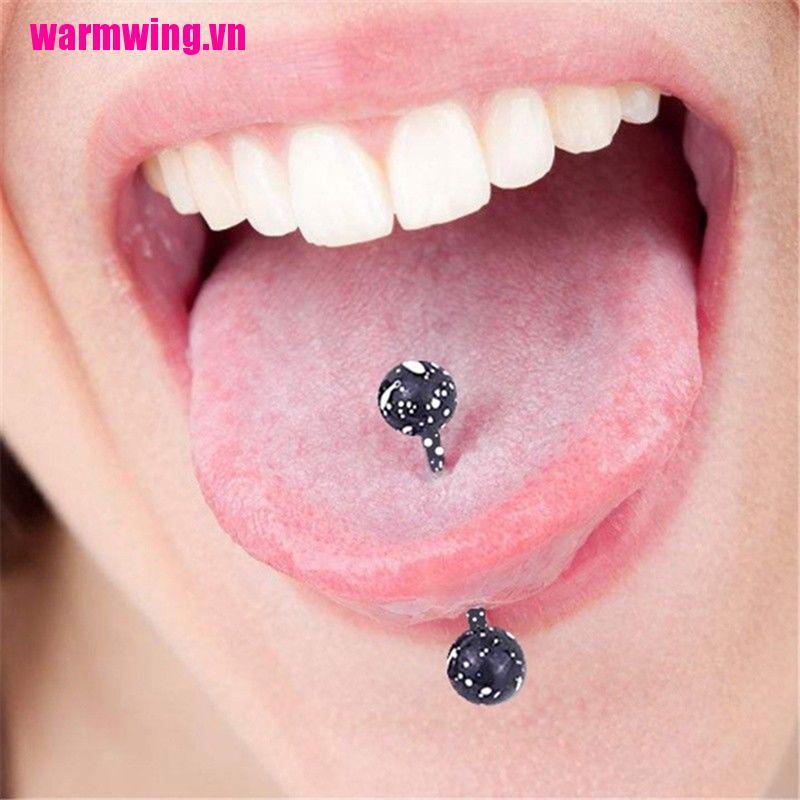 Set 8 Khuyên Lưỡi Bằng Thép Không Gỉ Nhiều Màu Sắc