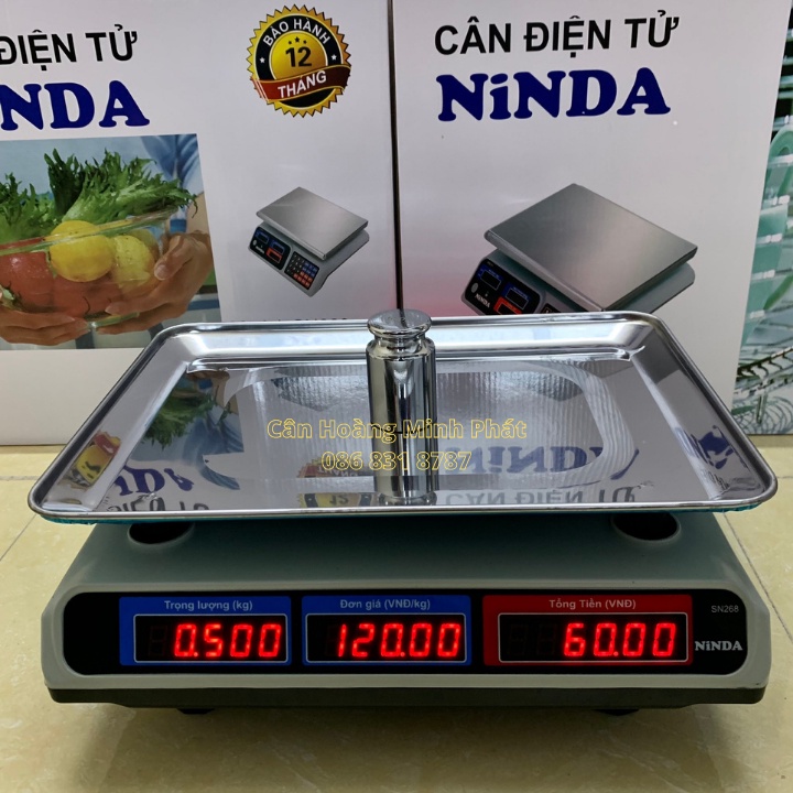 Cân tính tiền điện tử Nhật Bản Ninda 30Kg/5gam. Cân điện tử cao cấp, màn hình trước sau.
