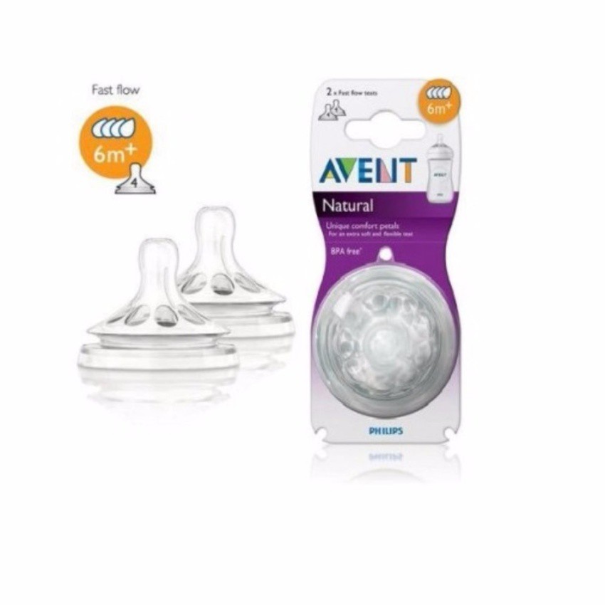 Bộ 2 núm ty Avent cho bé 6 tháng trở lên (4 lỗ)