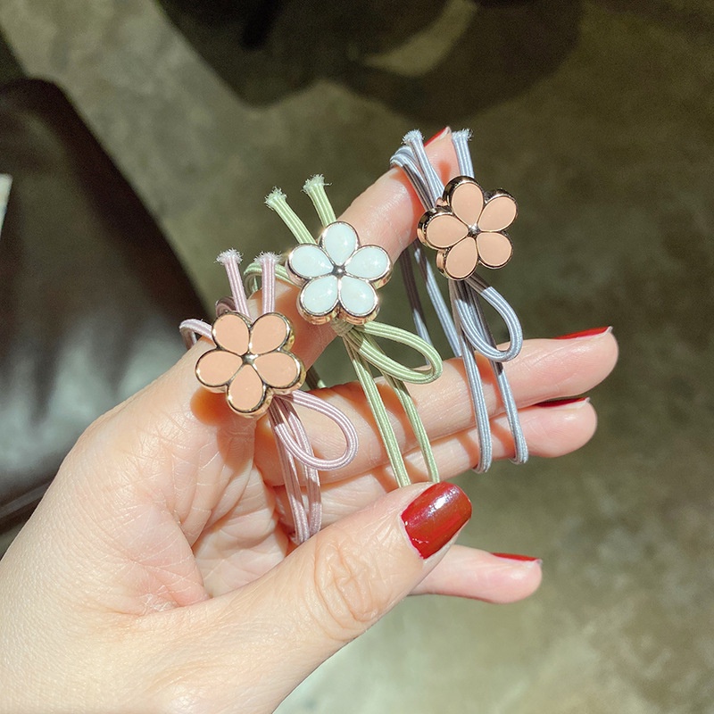 Set 5 Dây Buộc Tóc Cao Su Đính Hoa Nhỏ Xinh Xắn