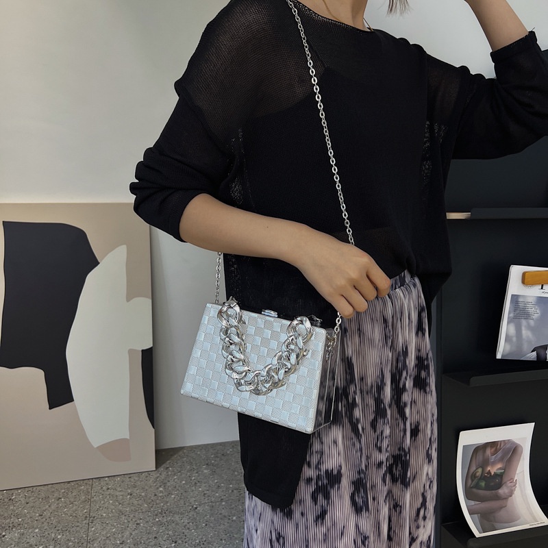 Túi Hộp Đeo JASMIN NOIR Chéo Vai Có Dây Xích Đeo Chéo Kẻ Sọc Dành Cho Bạn Nữ