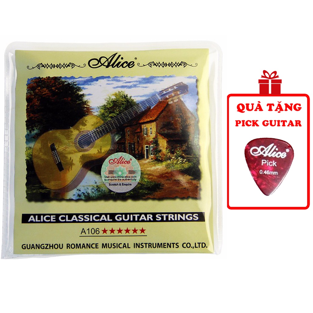 Dây Đàn Guitar Classic Alice A106 - Dây dàn guitar nilon chính hãng ( Tặng 1 pick gảy )