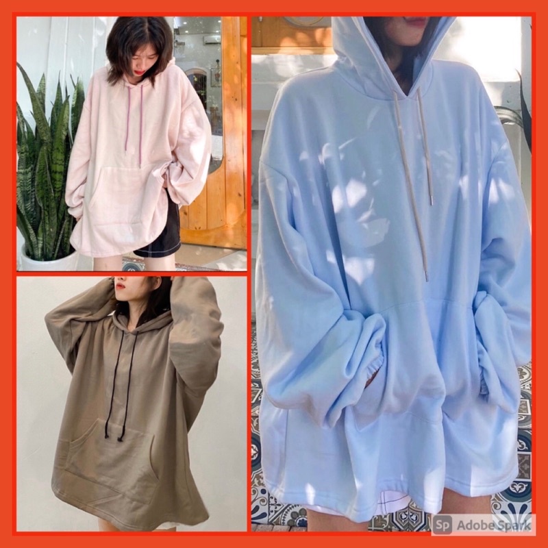 Áo  Hoodie Nỉ Tay Bồng Nữ Unisex [FREESHIP]  Áo tay bông có mũ ulzzang màu Xanh | Hồng | Rêu nam nữ HOT