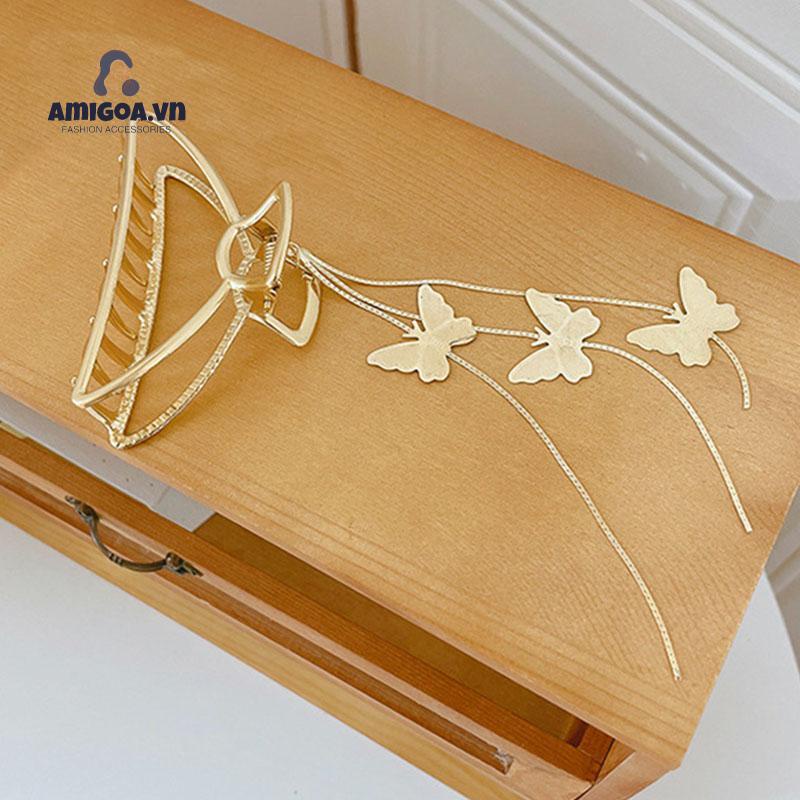 Kẹp Tóc Hình Bướm Bằng Kim Loại Kích Thước Lớn Thanh Lịch Sang Trọng