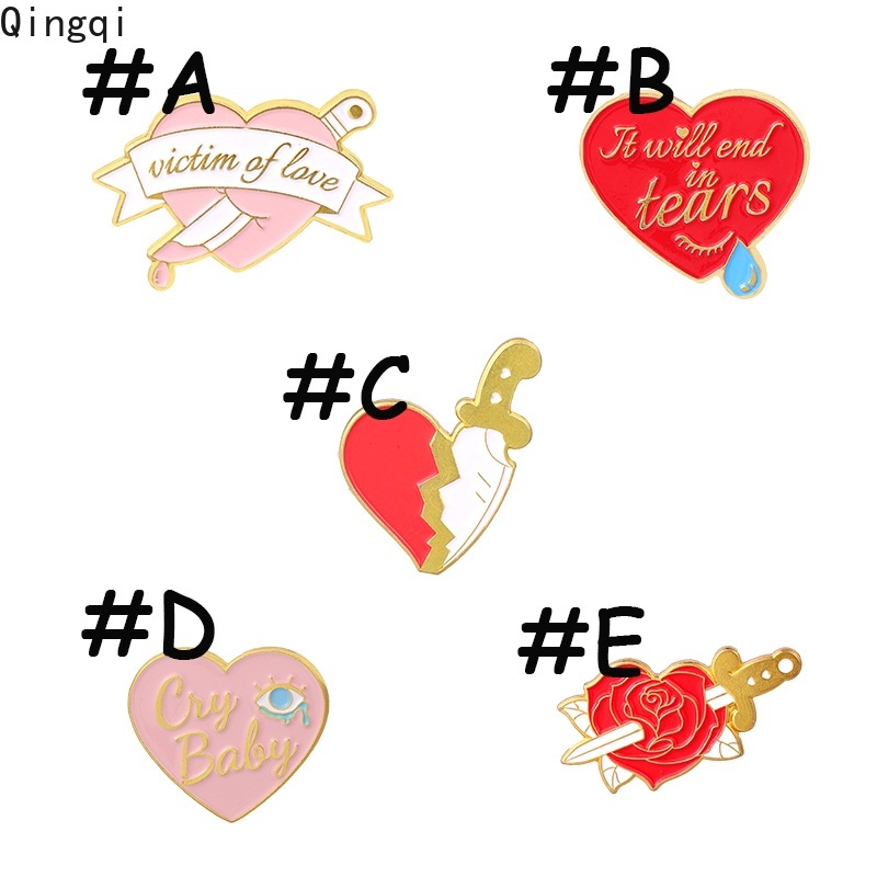 Ghim cài áo Miss Zoe hình trái tim hoa hồng hoạt hình sáng tạo