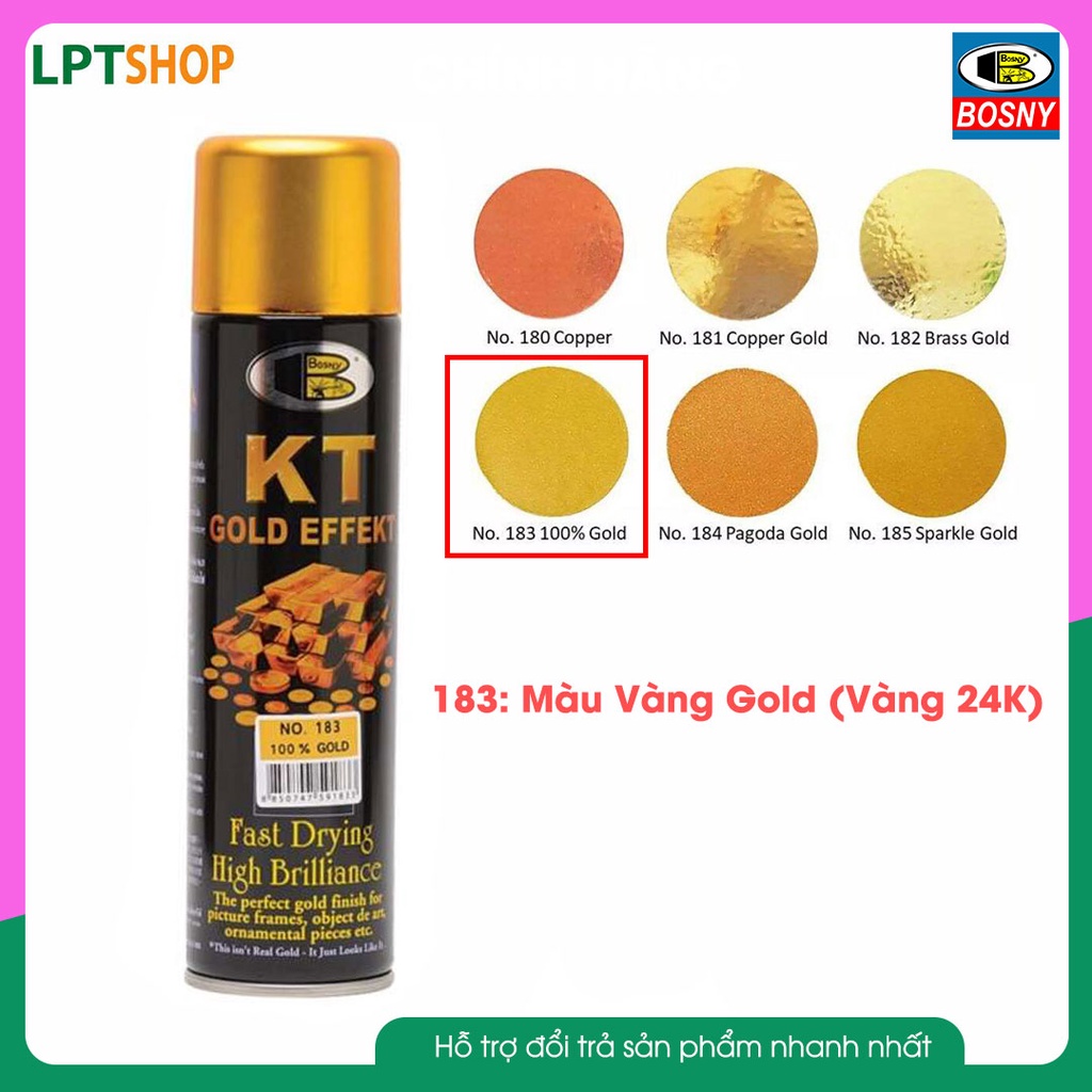 Bình sơn phun mạ vàng gold 24K- Sơn xịt mạ vàng tây 18K 225ml