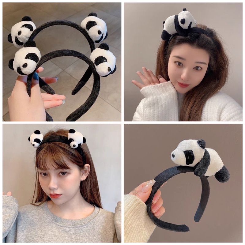Băng đô cài tóc, bờm tóc hình thú 3D hàn quốc hình gấu trúc