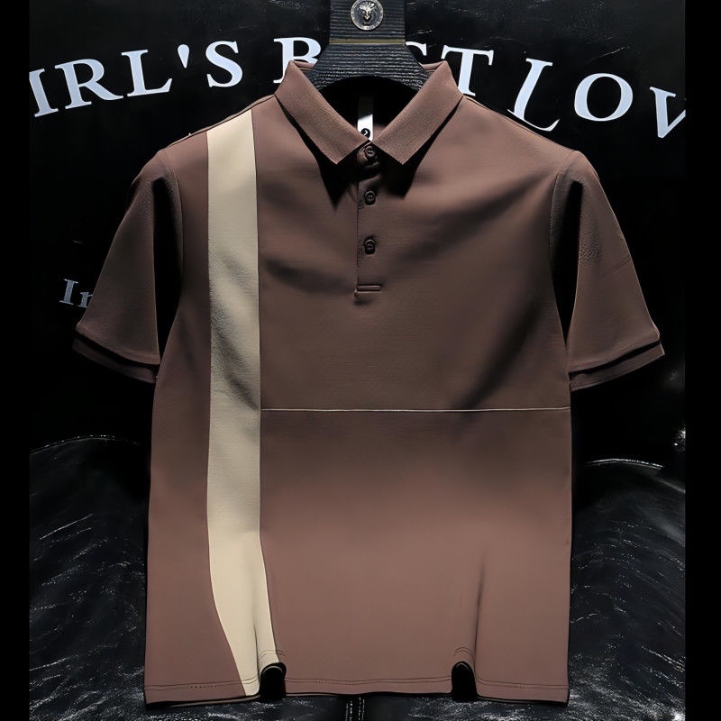 Áo Thun Polo Ngắn Tay Màu Sắc Tương Phản Thời Trang Cho Nam
