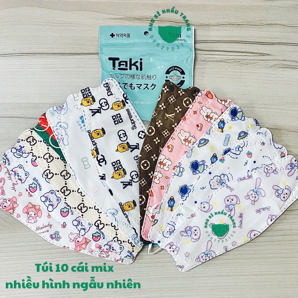 Khẩu trang KF94 họa tiết hoạt hình túi 10 cái siêu dễ thương mix nhiều hình