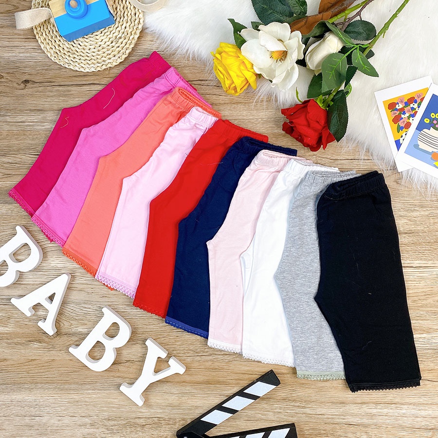 Quần Legging Lửng Bé Gái Thun Cotton Xuất Xịn Siêu Co Giãn Mềm Mịn ( 21-41kg )