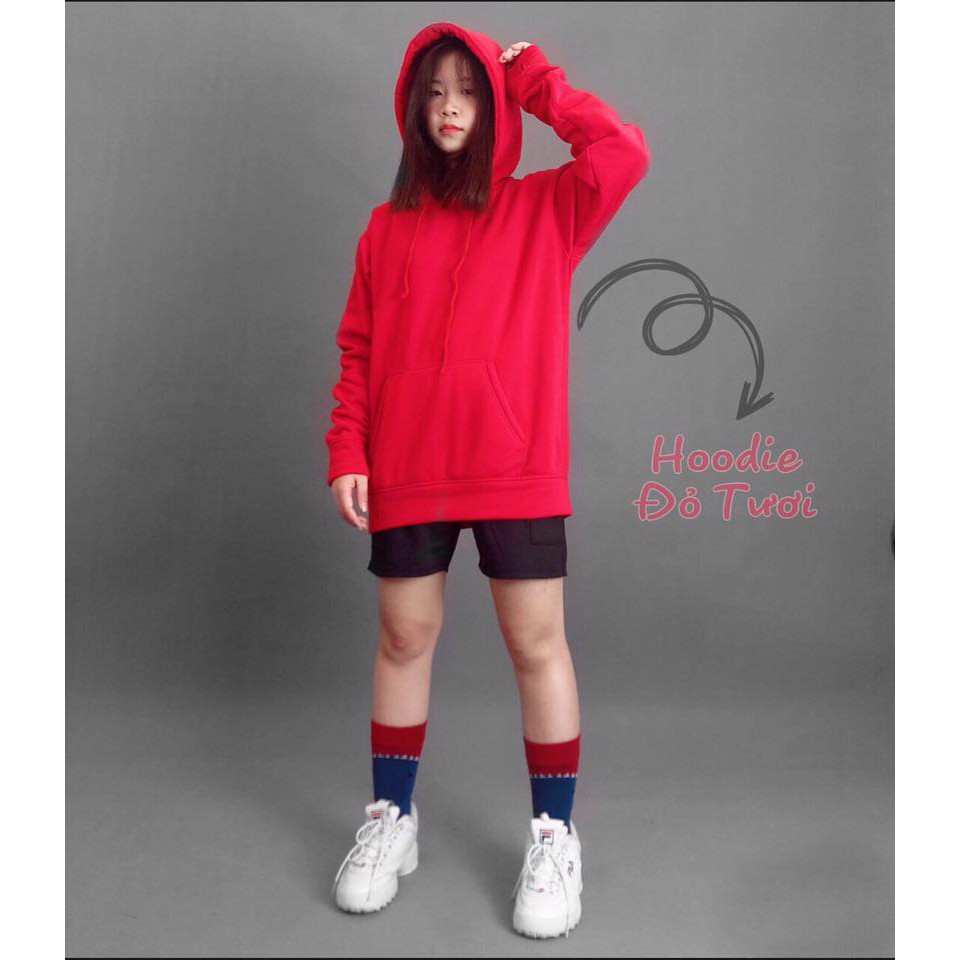 Áo Hoodie Trơn Màu Đỏ Cao Cấp Dáng Rộng Unisex Nam Nữ Mặc Được - MM | BigBuy360 - bigbuy360.vn