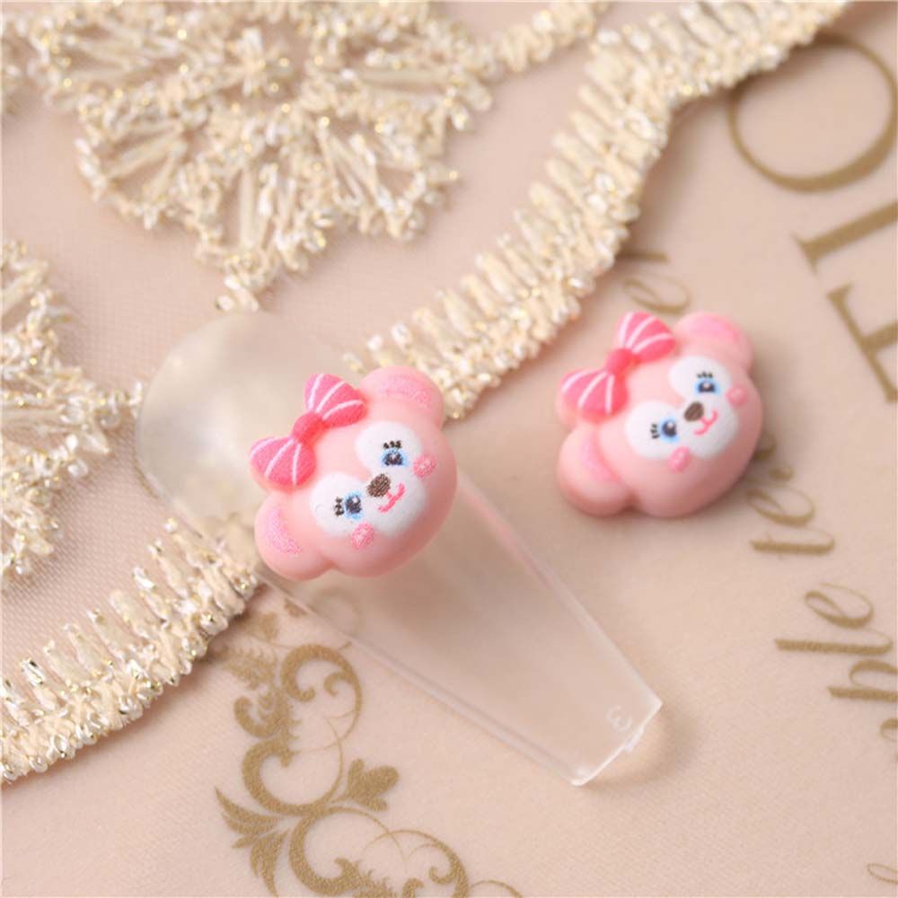 [Hàng mới về] Bộ 10 phụ kiện trang trí móng tay hình thỏ/gấu/thỏ/gấu hoạt hình 3D dễ thương tiện dụng