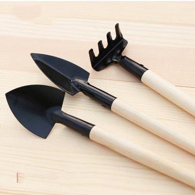 Bộ 3 dụng cụ làm vườn mini sắt gỗ chăm sóc khu vườn,trồng cây tiểu cảnh