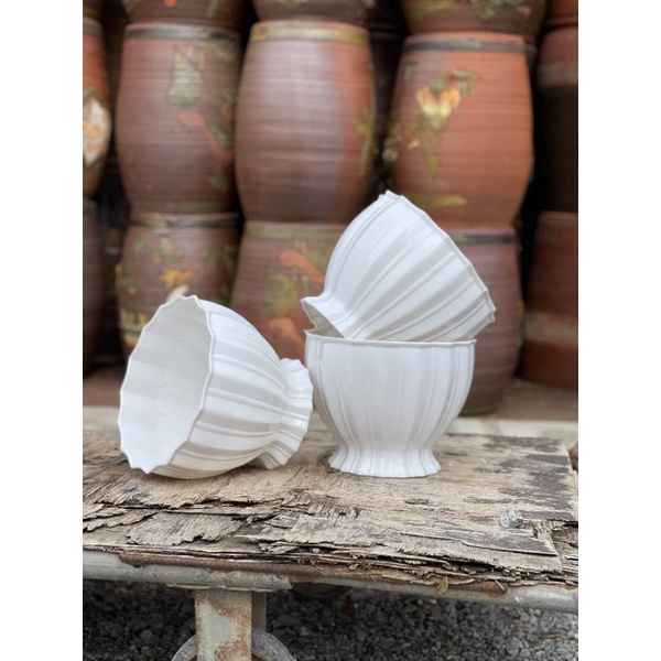 Chậu nhựa Lồng Đèn tráng men giả sứ 2 size trồng hoa, cây cảnh siêu xinh, bền, xịn