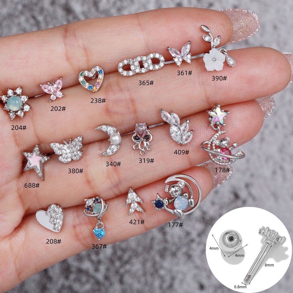 Khuyên Tai Hình Trái Tim Đính Đá zircon Đơn Giản Độc Đáo Hợp Thời Trang Cho Nữ