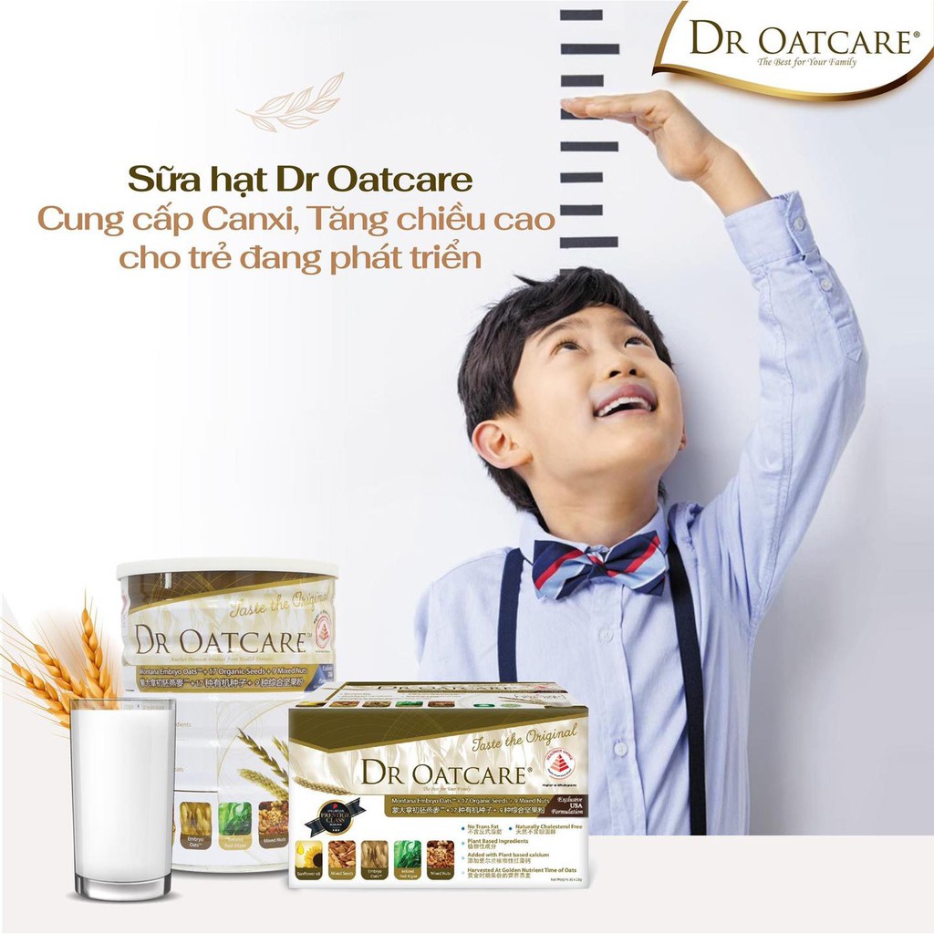 SỮA HẠT SINGAPORE DR OATCARE - Combo hộp giấy(750g) + lon kẽm(850g)