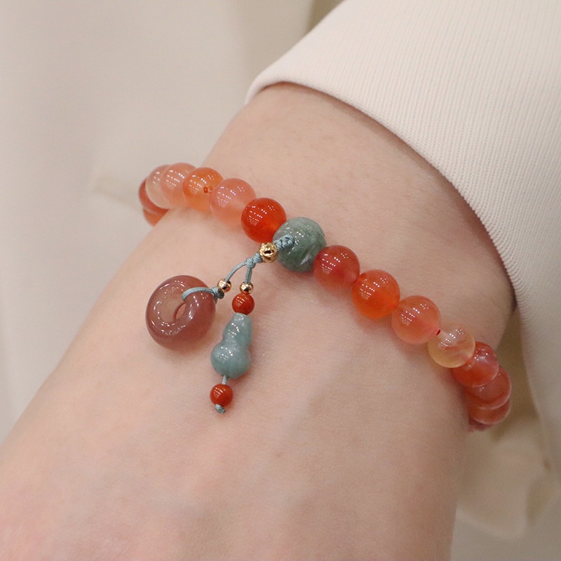 [Hàng Mới Về] Vòng Tay Hạt Mã Não Và Hồ Lô Thiết Kế Niche Thời Trang Mùa Thu Cho Nữ