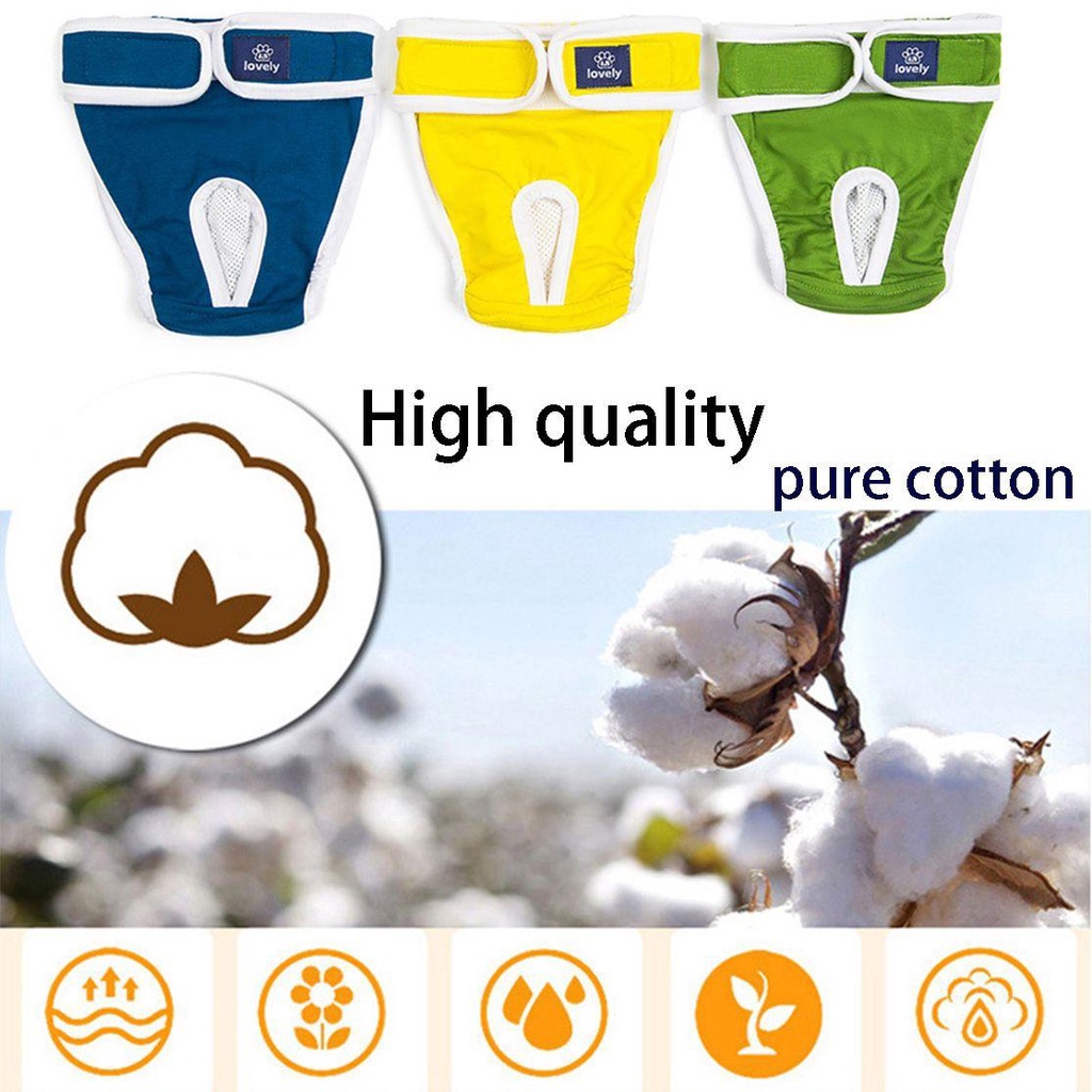 YIYU 1 Tã Quần Màu Trơn Thoáng Khí Dành Cho Chó Cưng Cỡ Nhỏ / Lớn Giặt Được Màu Sắc Đơn Giản Tiện Dụng 1 Cái