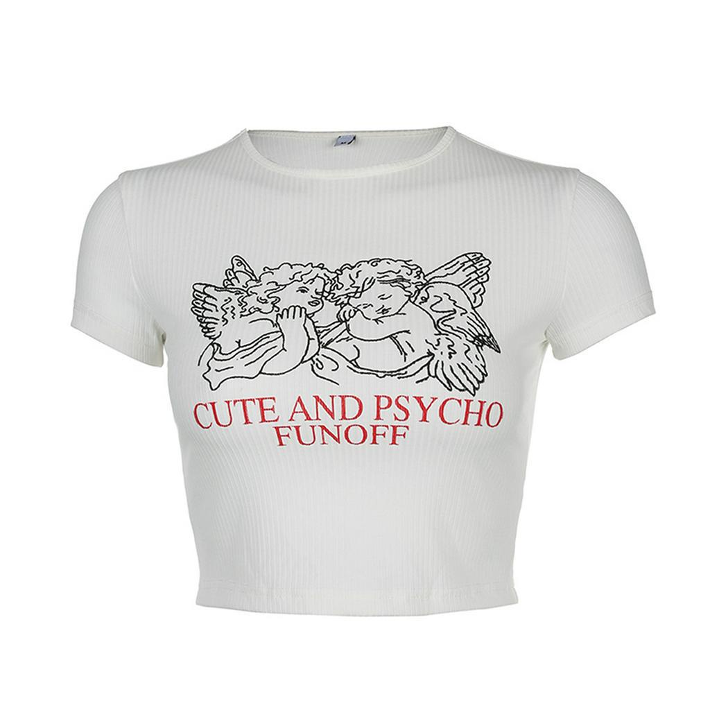 Áo Croptop Ngắn Tay Bó Sát Cá Tính Dành Cho Nữ