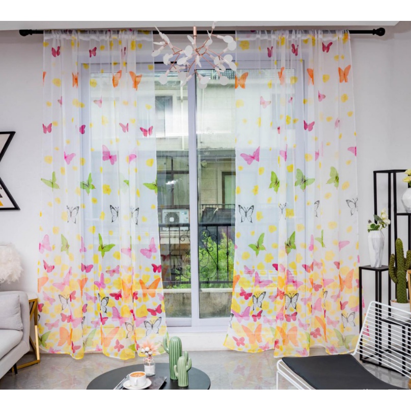 Màn treo cửa hình bướm nhiều màu (100x270 cm)