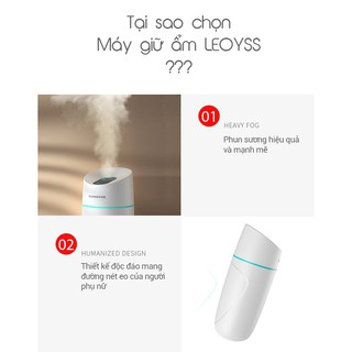 Máy Phun Sương, Xông Tinh Dầu Khử Mùi Tạo Độ Ẩm Không Khí Kết Hợp Đèn Ngủ LEOYSS Dung Tích 250ml