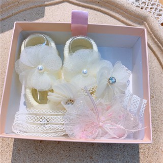 Set băng đô và giày tất cho bé full box