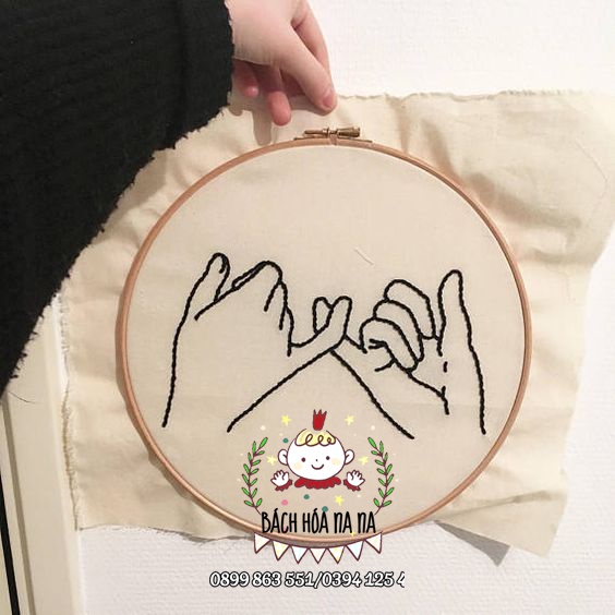 HANDMADE Bộ Tranh Thêu Chữ Thập Tự Làm Họa Tiết ĐÔI TAY/ NGHỀ THÊU HOOP TRANG TRÍ NHÀ / BÁCH HÓA NA NA