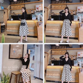 Set áo + cv chấm bi