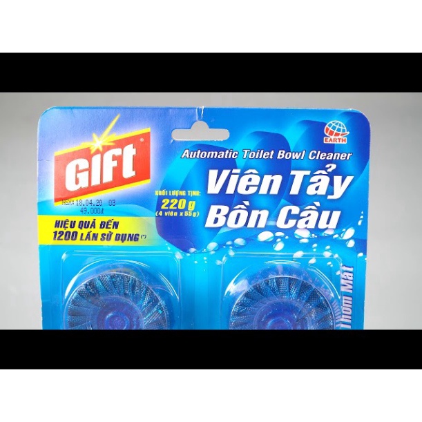 viên thả bồn cầu Gift vỉ 4 viên, viên tẩy bồn cầu khử mùi vệ sinh toilet