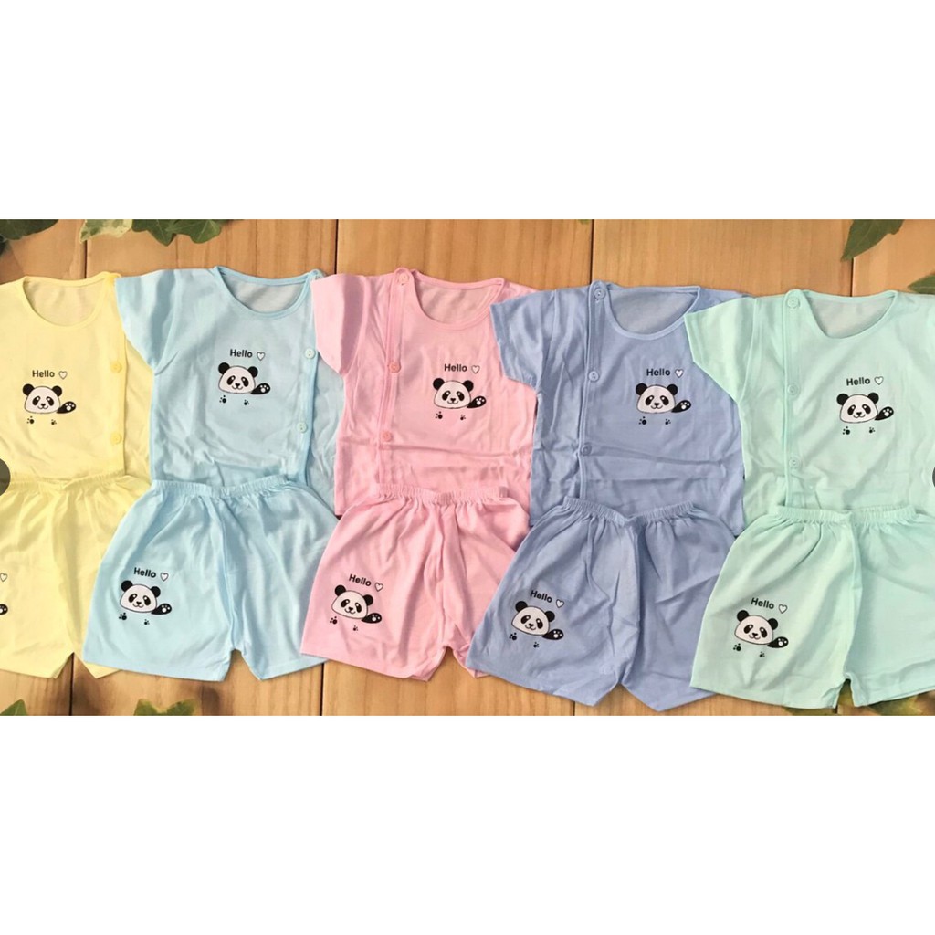 Đồ bộ ngắn tay cho bé dành cho bé 3 đến 7kg chất vải thun cotton thoáng mát