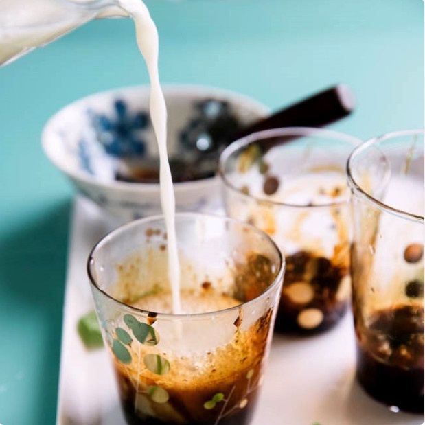 Sữa tươi trân châu đường đen Bếp xíu xiu, Set nguyên liệu 3 vị cacao, matcha, vani