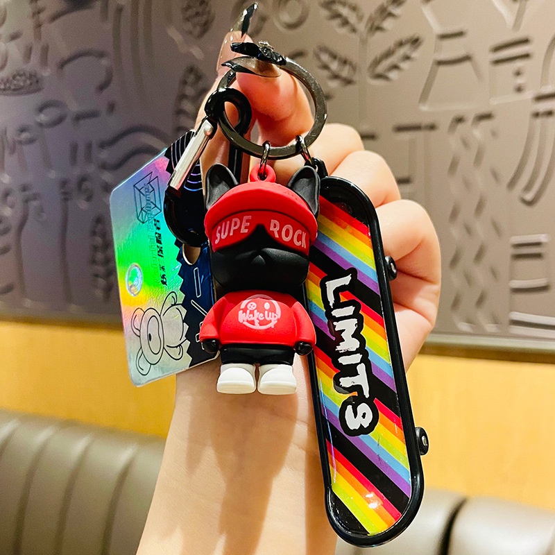 Móc Khóa Xe Hơi/Túi Xách Hình Gấu Bông Ván Trượt Cá Tính Sáng Tạo