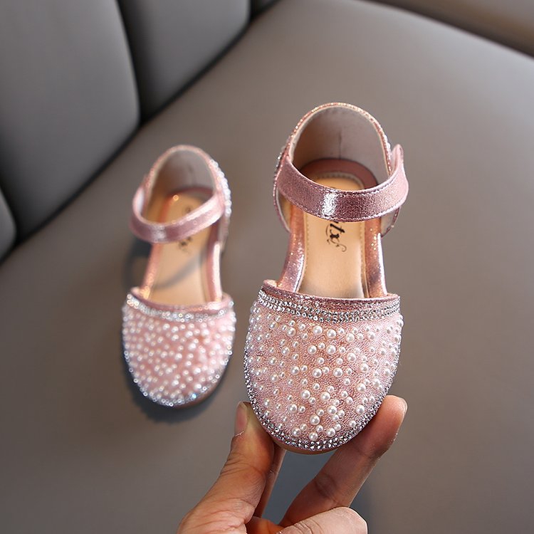 Giày Búp Bê Đế Mềm Đính Ngọc Trai Xinh Xắn Cho Bé Gái