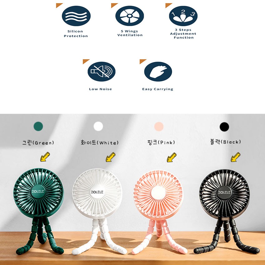 [Mua 179k giảm 10k] Quạt Sạc Cầm Tay Xiaomi Zolele quạt tích điện USB Handheld Mini Fans BH 6 Tháng