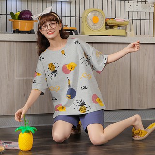 Bộ mặc nhà cotton quần đùi áo ngắn tay - cá tính, trẻ trung, phong cách Hàn Quốc 2020