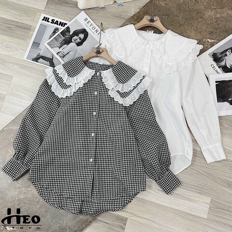 Áo Sơ Mi Kẻ Cổ Sen Bèo Phom Đẹp Hàng Quảng Châu M688-Violet