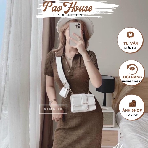 Váy polo cổ sen tay cộc, đầm xốp nhăn dáng suông mẫu mới mặc đi đâu cũng xinh