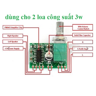 Mạch khuếch đại âm thanh 2 kênh có volume điều chỉnh PAM8403