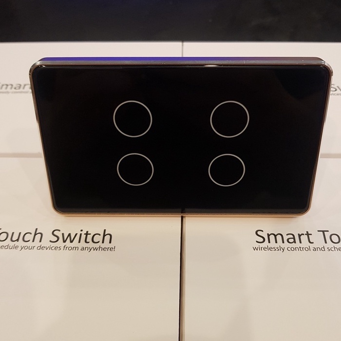 Công tắc thông minh wifi/ zigbee 3.0 tuya viền nhôm vàng cao cấp, mặt kính 2.5D