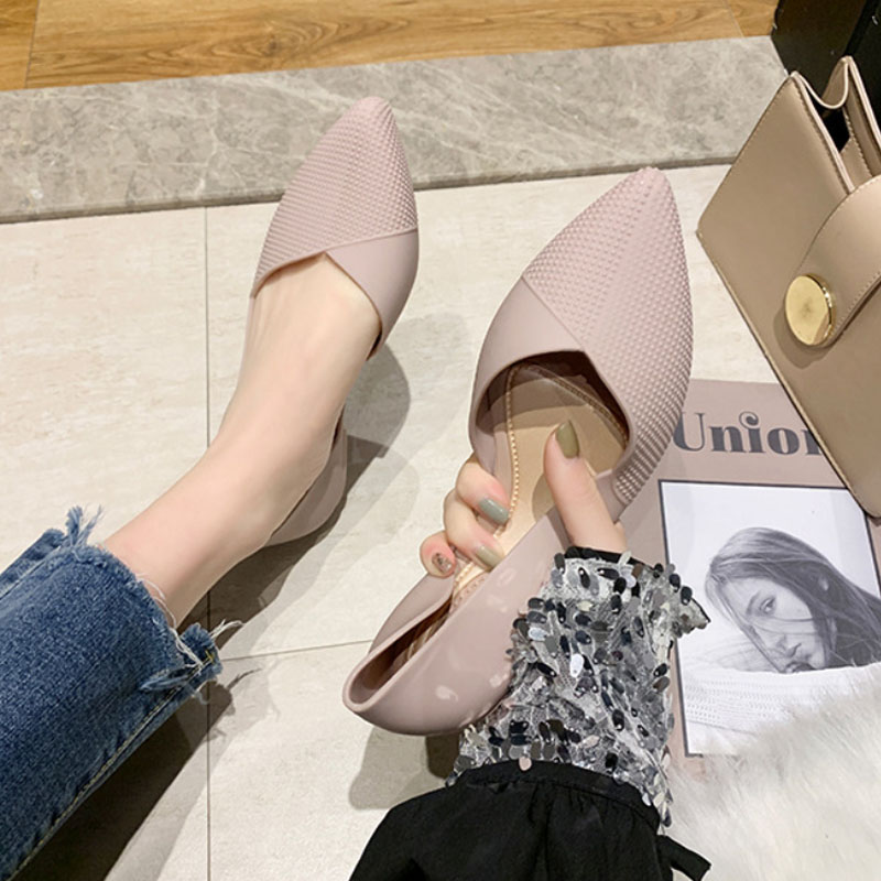 Jelly Color Comfortable Pointed Flats for Women Fashion Pump Soft Sole Slip-On Ballet Loafers Ladies Shoes