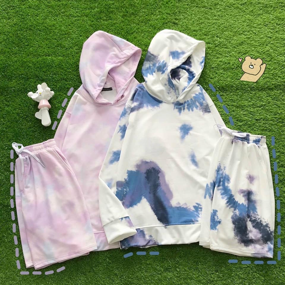 Set bộ hoodie loang màu Tie Dye cực chất unisex | BigBuy360 - bigbuy360.vn