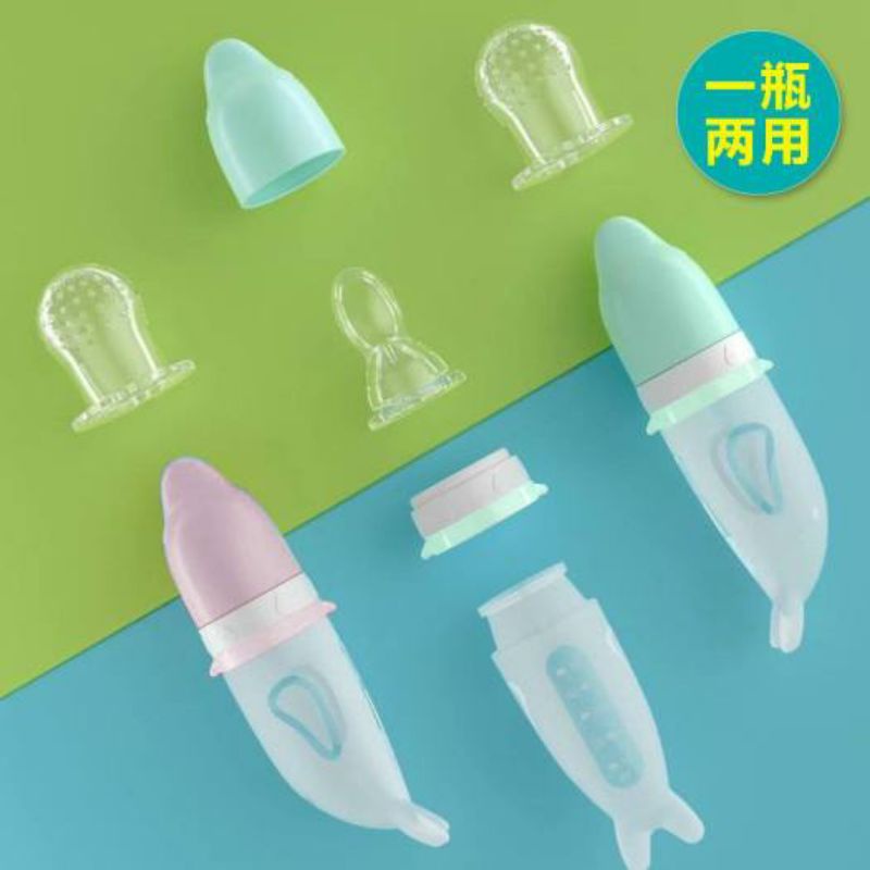 Bình Thìa Silicon Vcool Ăn Bột, Ăn Cháo Tặng Kèm Túi Nhai Hoa Quả