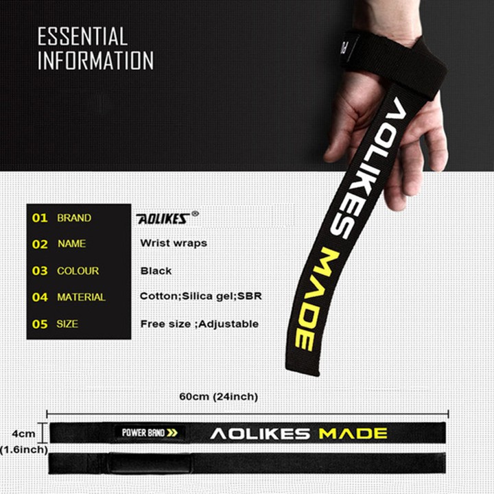 Dây kéo Lưng Lifting Straps hỗ trợ tập thể hình, Dây kéo lưng tập Gym AOLIKES (1 Đôi)