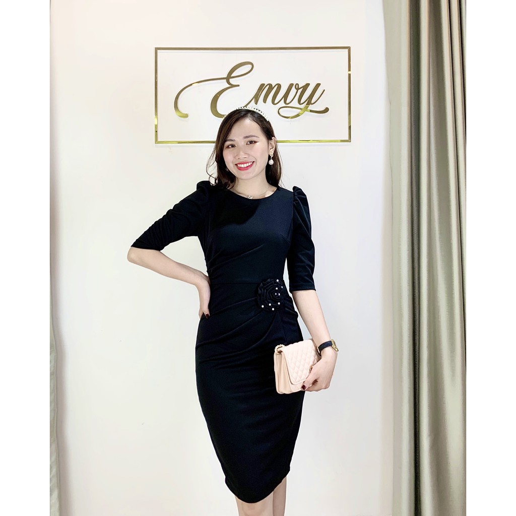 Đầm Body Dáng Ôm ,Nhún Eo Cổ Tròn Tay Bồng Emvy - V98 | BigBuy360 - bigbuy360.vn