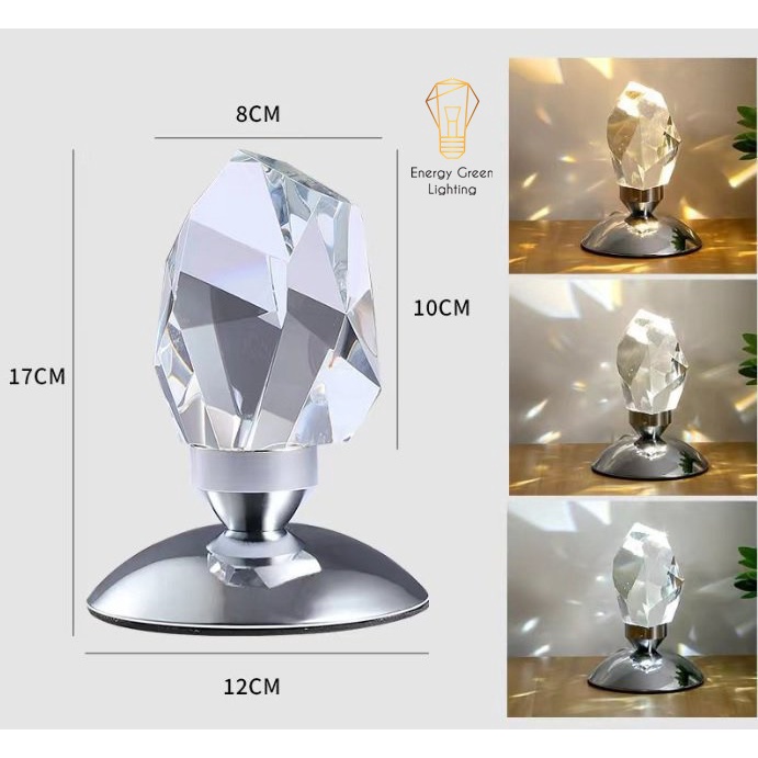 Đèn Bàn Pha Lê Cao Cấp Energy Green Lighting DB-923 - Chuyển Đổi 16 Màu Sắc - Điều Khiển Từ Xa - Decor Trang Trí